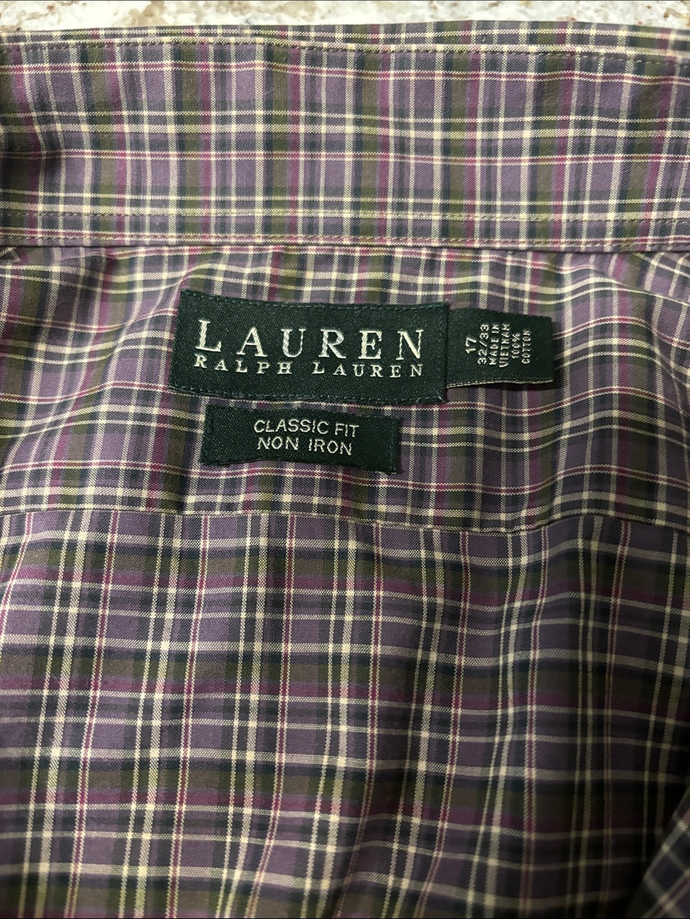 Ralph Lauren dress shirt. Grape and green. 17 32/33